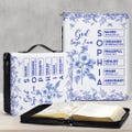God Says I Am Name Letter In Bible Toile De Jouy Style, Personalized Bible Cover, Monogrammed Bible Cover, Bible Case, Engraved Bible Cover