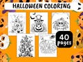 Halloween Coloring Pages, Printable PDF with 40 Spooky and Fun Sheets for Kids, Halloween Activities with Ghosts, Pumpkins, Witches, Haunted