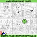 Maths Animals Coloring Pages for Kids, Printable Fun Animal, Animals Coloring Sheets, Back to school animals, Instant Download